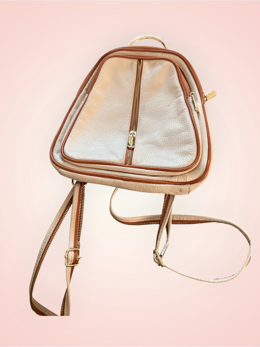 Valentina Compact Two-Tone Beige & Brown Women's Backpack